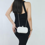 Women Pearl Clutches Noble Crystal Beaded Evening Handbag Chain Strap Shoulder Bag For Wedding Bridal Party Prom