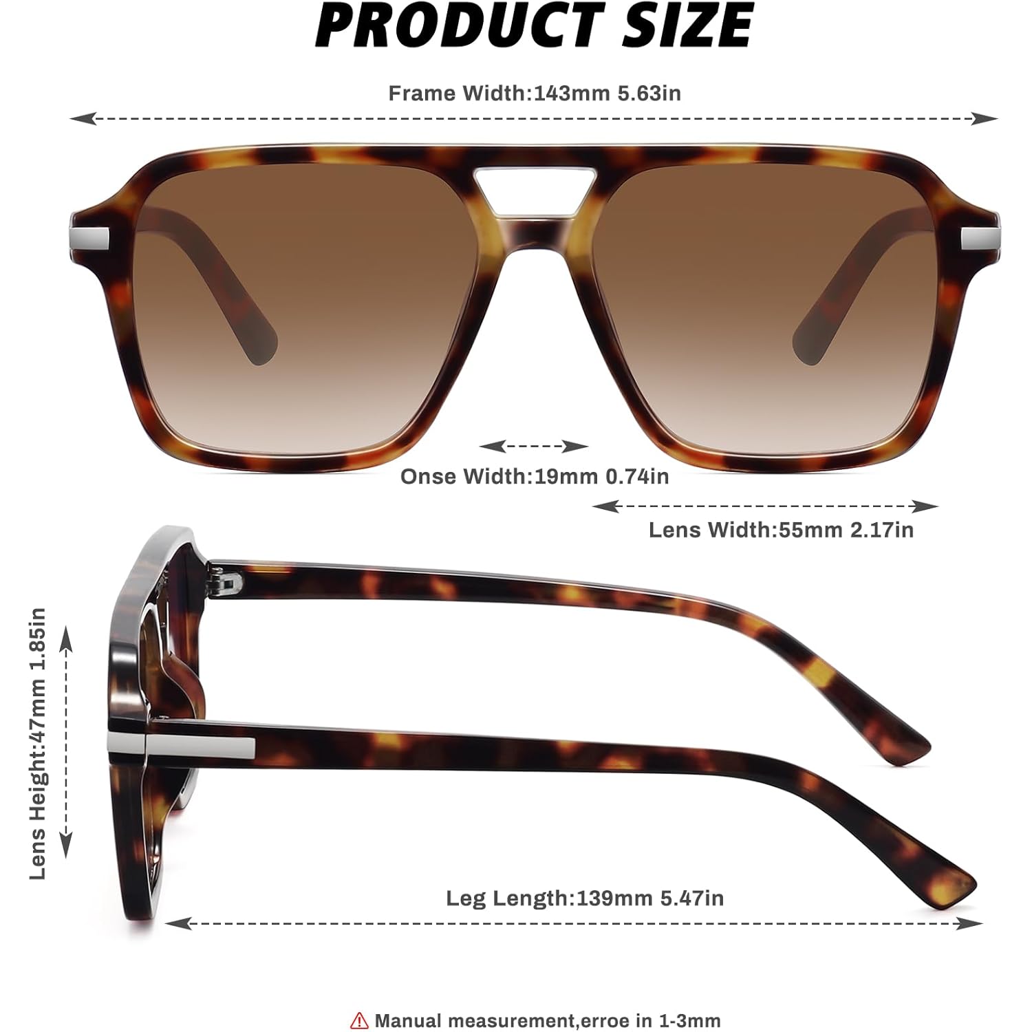 Retro Aviator Sunglasses for Women Men Trendy Classic Square 70s 80s 90s Vintage Shades Double Bridge Aviators FZN813