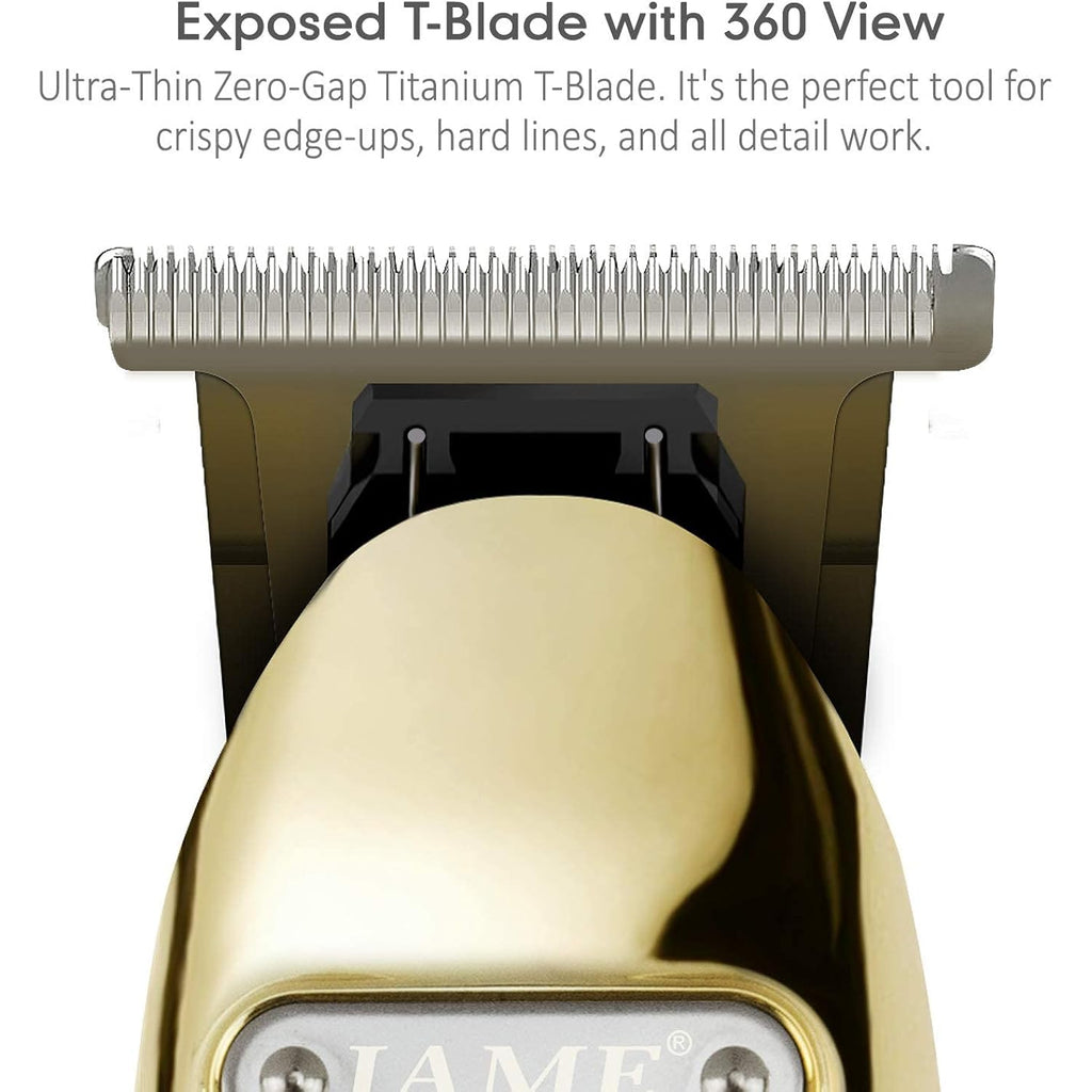 Professional Hair Trimmer Cordless Outlining Trimmer T Liners Clippers For Men Rechargeable Led Display Zero Gapped Trimmers For Barbers（Gold