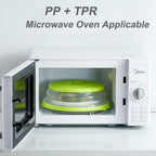 Upgraded Collapsible Microwave Lid, Vented Microwave Splatter Cover, 10.5 inches Plate Cover with Hook Hole, Vegetable Fruit Colander Multi-function Kitchen Gadget, BPA Free, Dishwasher Safe