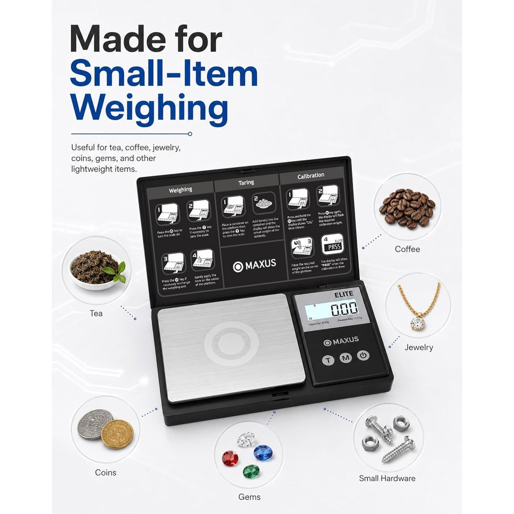 Digital Pocket Gram Scale 500G X 0.01G High Precision With Tray, Weighs Small Food, Jewelry, Ounces, Grains, Lcd Display, Tare Function