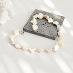 Pearl Choker Necklace for Women Boho Beaded Statement Necklace with Black White Large Freshwater Pearls Silver Fashion Jewelry Gift
