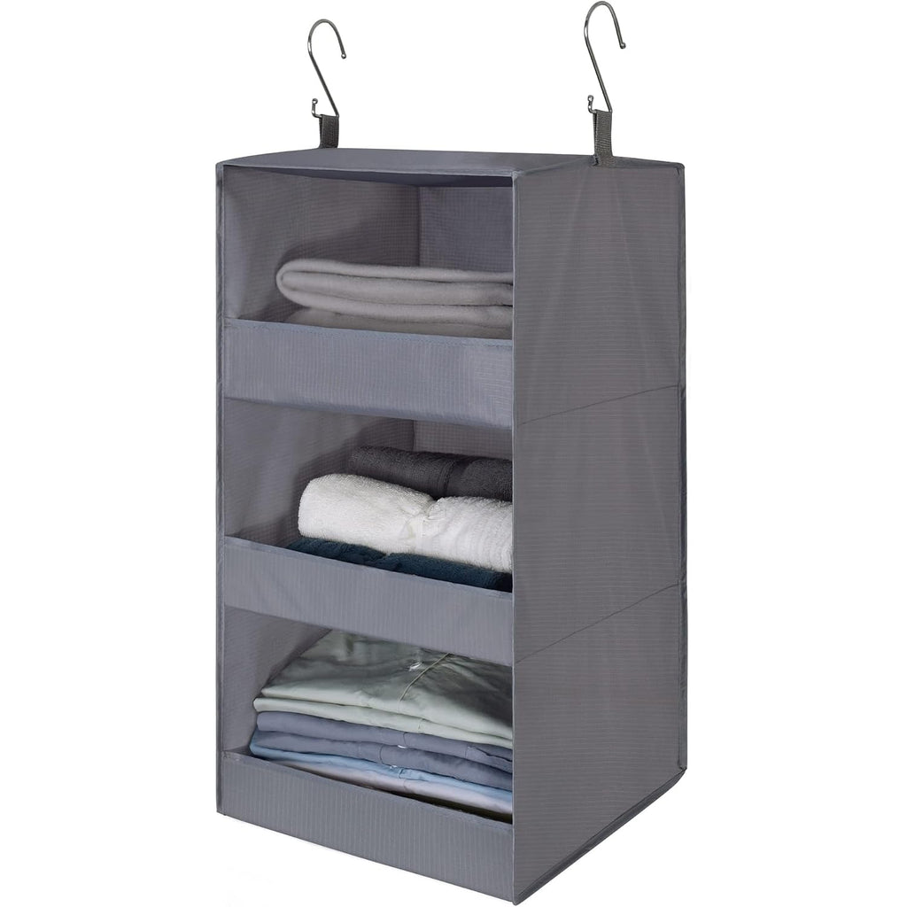 Granny Says 3-Shelf Hanging Closet Organizer And Storage, Collapsible Hanging Closet Shelves, Hanging Organizer For Closet & Rv, Gray, 29 ½" H X 12" W X 12" D, 1-Pack