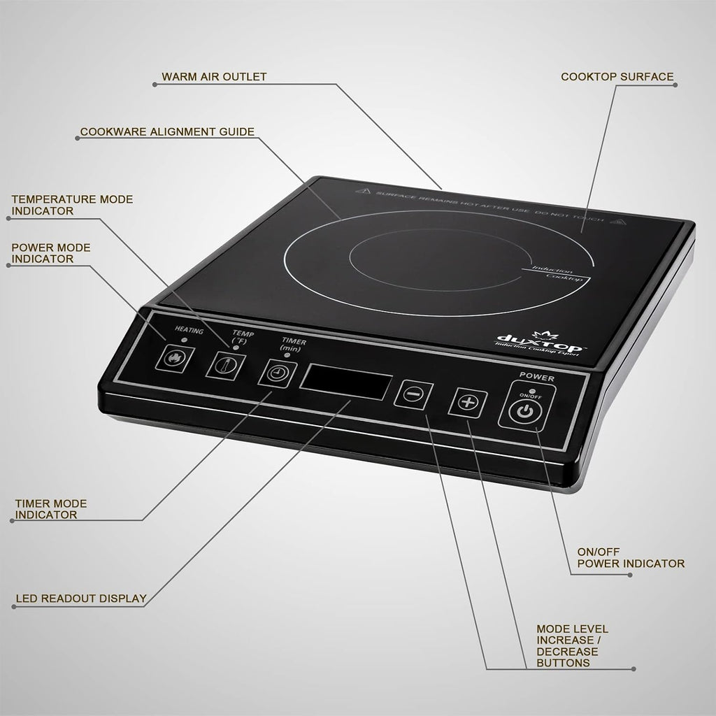 Duxtop 1800W Portable Induction Cooktop Countertop Burner, Black 9100Mc/Bt-M20B