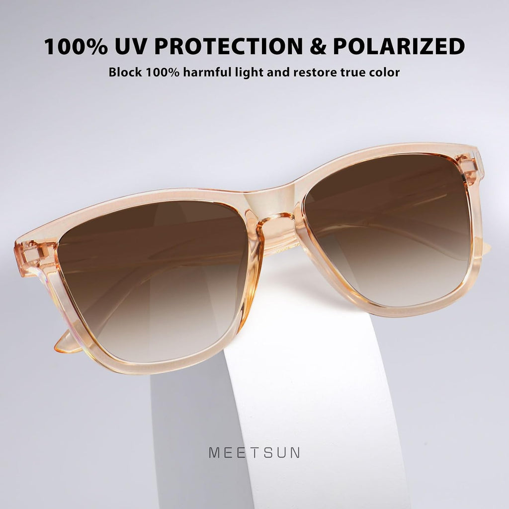 MEETSUN Polarized Sunglasses for Women Men Trendy Classic Retro Designer Style Fashion UV400 Protection 3 PACK 3 Pack Black + Light Brown + Tortoiseshell