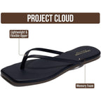 Project Cloud Square Toe Flip Flops For Women Footwear - Non Slip With Memory Foam Insole Beach Essentials Womens Sandals - Lightweight Thong Sandals Women (Dedication)