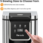 Horavie Single Serve Coffee Maker For K-Cup Pod And Grounds, Hot & Iced Coffee Maker, Strong Button Feature, 6 To 14Oz Brew Sizes, 50Oz Removable Reservoir, Fit 6.5" Mugs, Stainless Steel, Black