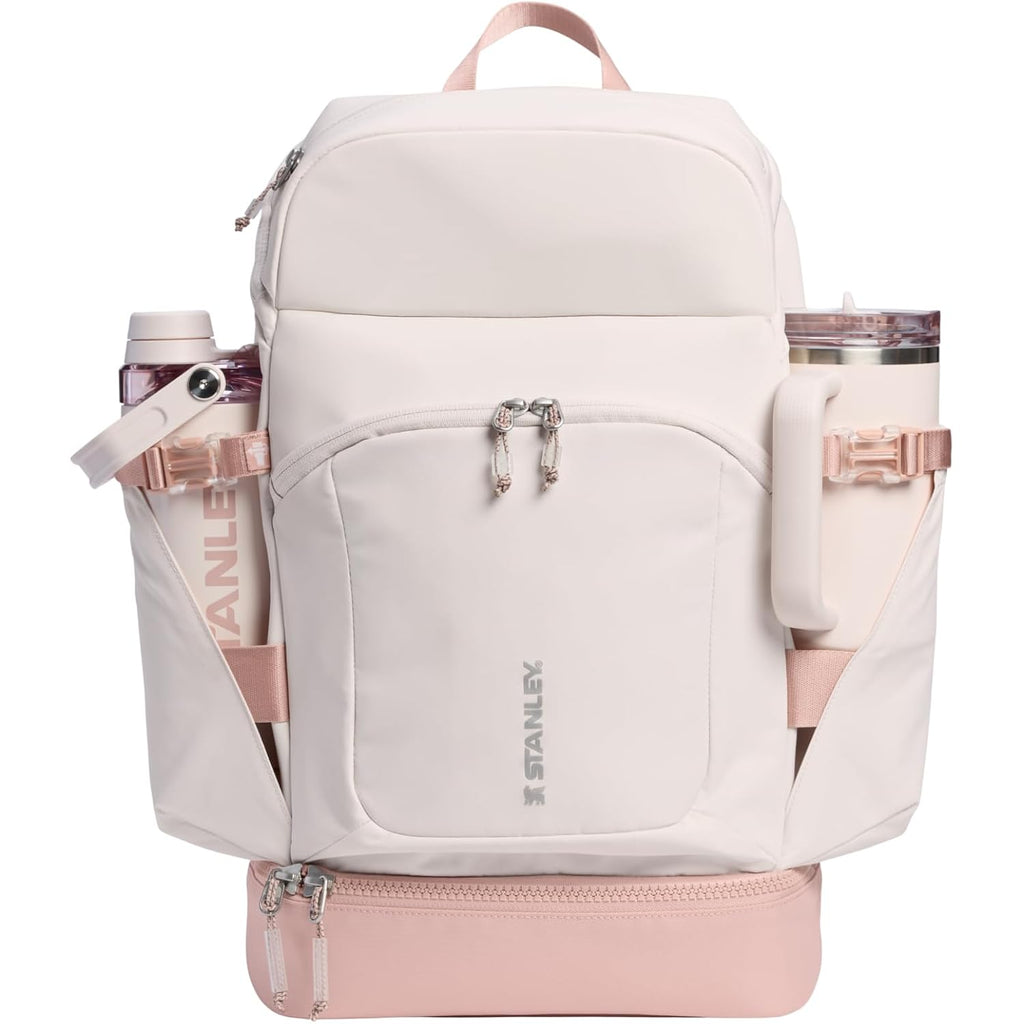 Stanley Vitalize Backpack | Gym, Work & Travel Bag With Laptop Sleeve | Expandable Bottom Compartment | Tumbler & Water Bottle Pockets | Durable Recycled Fabric | Rose Quartz