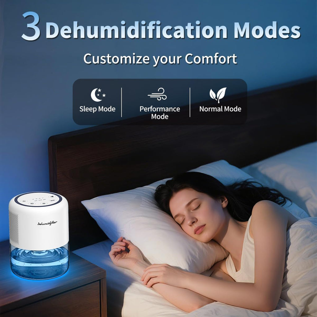 44Oz(1.3L) Small Dehumidifier For Home Auto-Off Quiet Portable Dehumidifier With 3 Modes 10 Color Lights 4 Timer Settings For Bedroom Bathroom Closet (215 Sq.Ft)