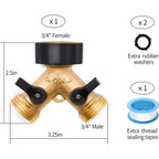 1/2/4 Pack 2 Way Hose Splitter, For 3/4" Hose Connector, With Rubber Washers & Tapes | For 3/4" Hose Connector