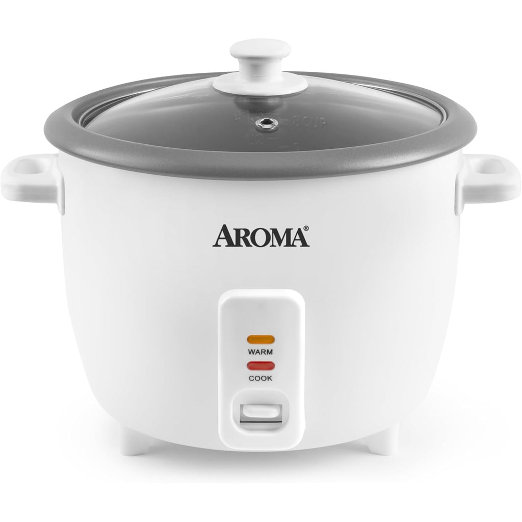 Aroma® Rice Cooker, 8-Cup (Uncooked) / 16-Cup (Cooked), Pot-Style Rice Cooker And Soup Warmer With One-Touch Control, 4 Qt, White, Arc-368Ng