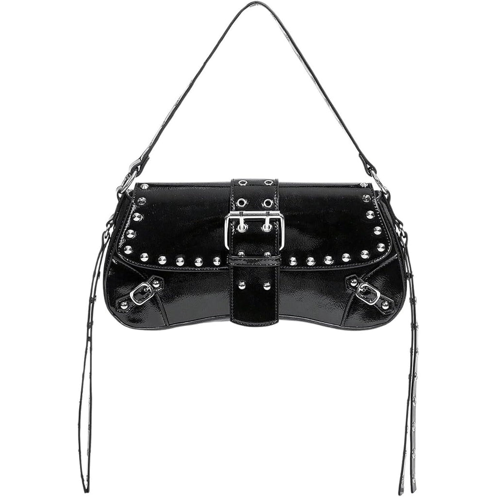 Verdusa Women's Y2K Purse Trendy Goth Studded Punk Leather Shoulder Bag 2000s Purse