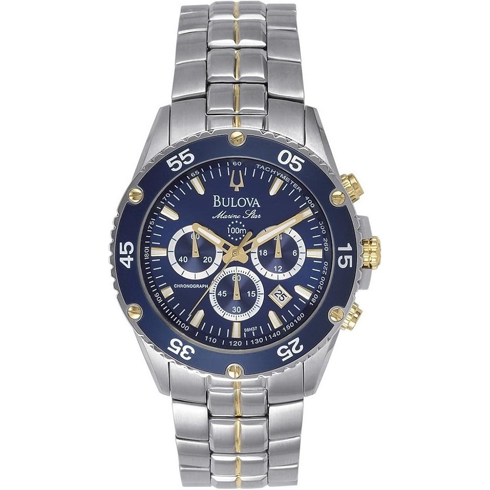 Bulova Men'S Marine Star Two-Tone Stainless Steel Chronograph Quartz Watch, Blue Dial Style: 98H37
