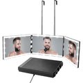 Vanexiss Rechargeable 3 Way Mirror For Self Hair Cutting-To See Back Of Head, Trifold Mirror With 8 Light Strips & Telescoping Hooks For Makeup, Shaving & Styling