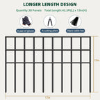 42.5Ft(L) X 13In(H) Animal Barrier Fence, 30 Panels No Dig Garden Fence For Dog Rabbit, Rustproof Anti Digging Barrier, Garden Edging Border Ground Defense For Outdoor, Yard, Patio