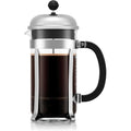 Bodum 34oz Chambord French Press Coffee Maker, High-Heat Borosilicate Glass, Polished Stainless Steel – Made in Portugal