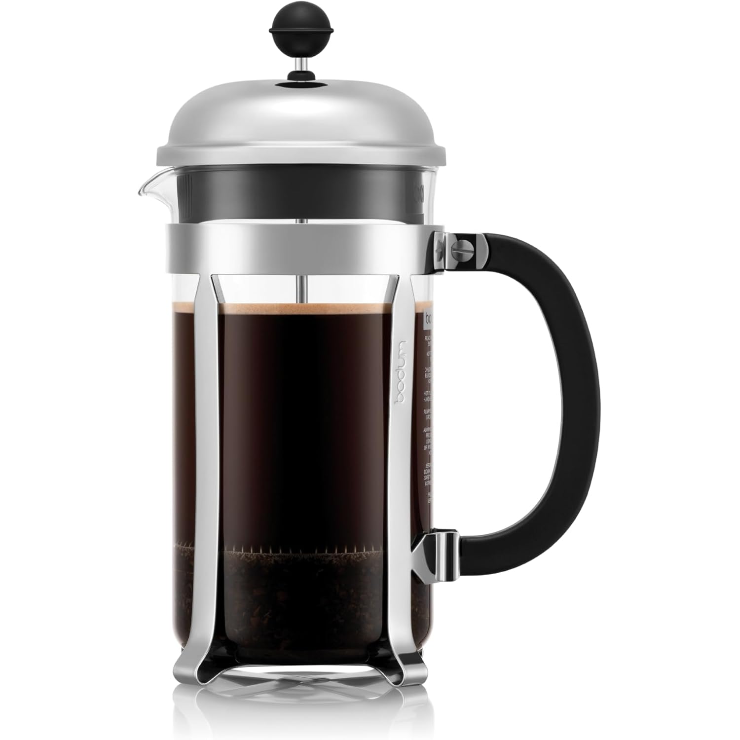 Bodum 34oz Chambord French Press Coffee Maker, High-Heat Borosilicate Glass, Polished Stainless Steel – Made in Portugal