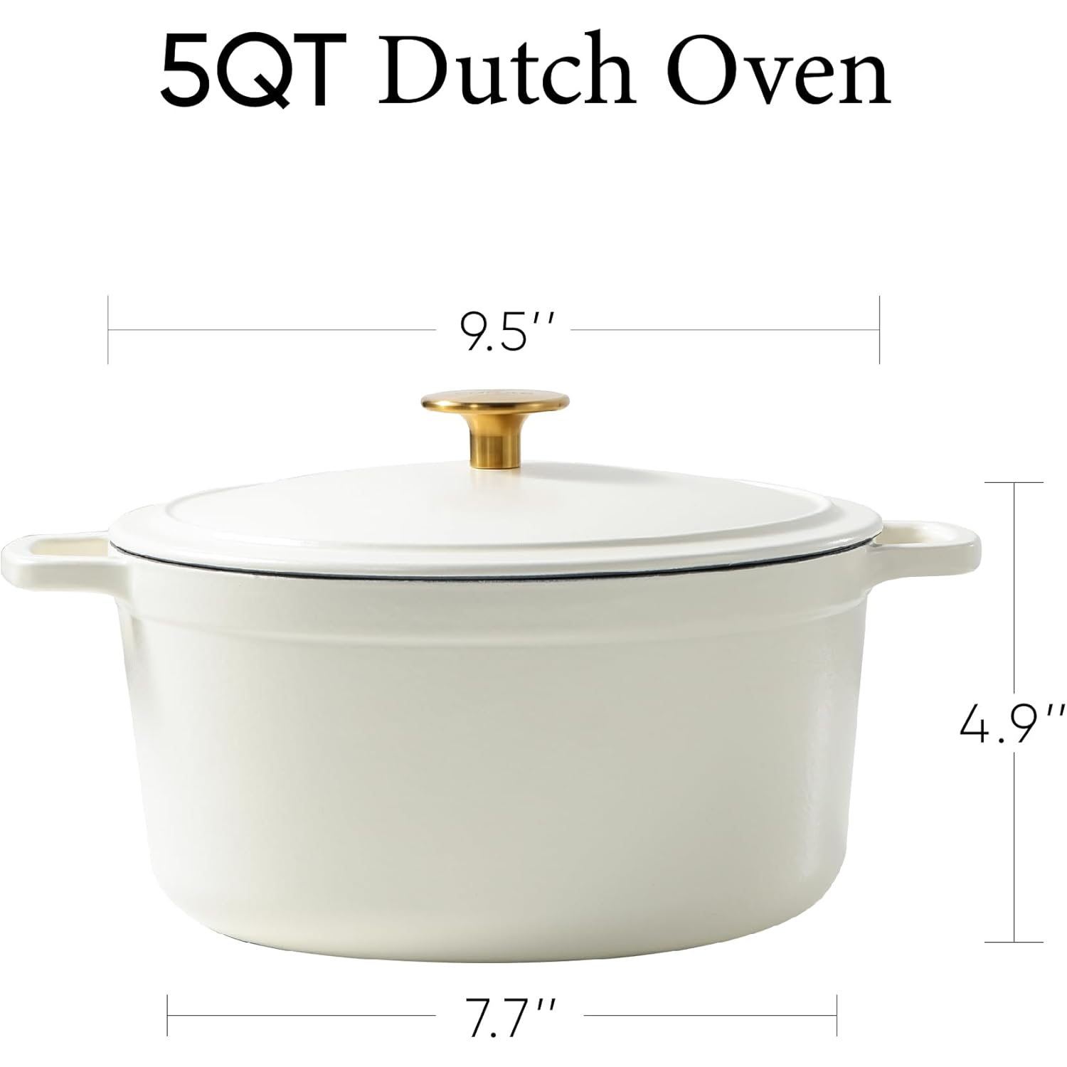 CAROTE 5QT Enameled Cast Iron Dutch Oven Pot with Lid, Heavy-Duty Dutch Oven for Sourdough Bread Baking, Braising, Stews, Roasting, Healthy & Non-Toxic, Dual Handles, All Stovetop Compatible, Oven Safe up to 500° F, Cream White