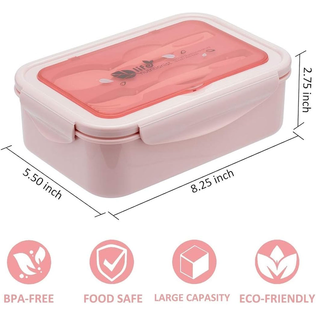 Lovina Bento Boxes For Adults - 1100 Ml Bento Lunch Box For Kids Childrens With Spoon & Fork - Durable For On-The-Go Meal, Bpa-Free And Food-Safe Materials