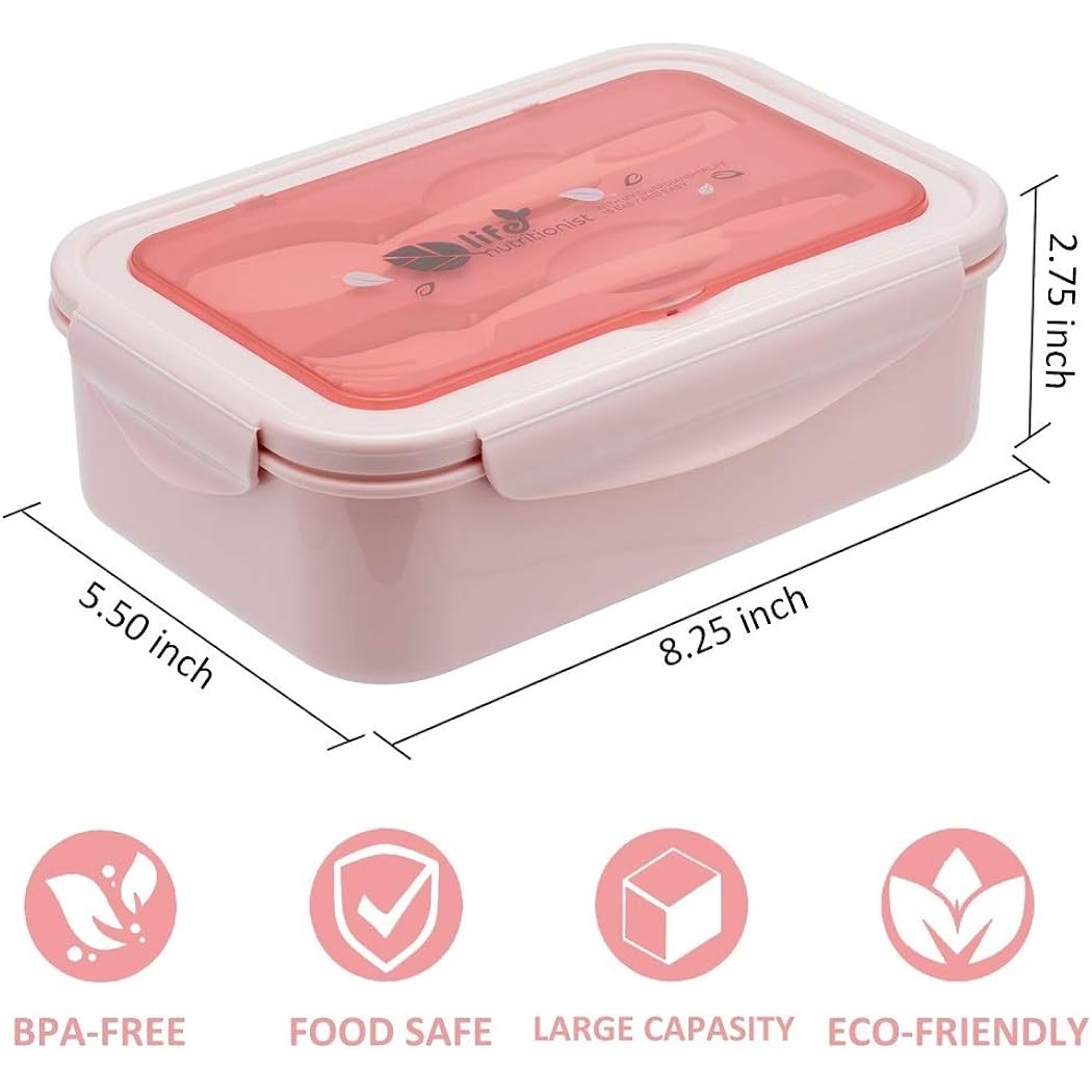 Lovina Bento Boxes For Adults - 1100 Ml Bento Lunch Box For Kids Childrens With Spoon & Fork - Durable For On-The-Go Meal, Bpa-Free And Food-Safe Materials