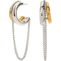 Gold and Silver Tassel Chain Hoop Earrings for Women Trendy Two Tone Dangling Chain Earrings Hypoallergenic Fashion Jewelry Gifts