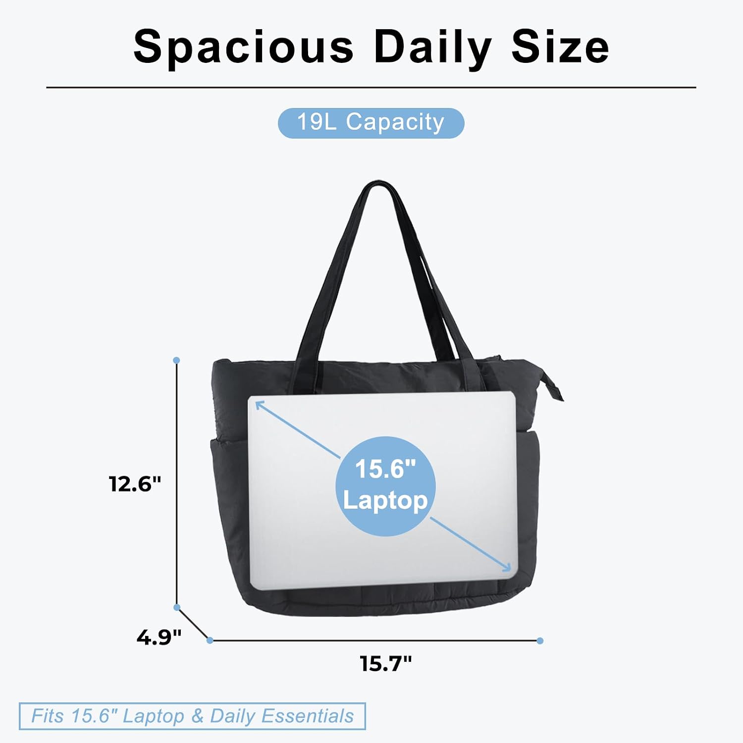 U+U Puffer Tote Bag For Women, Quilted Work Handbag With Compartments, Puffy Shoulder Bag With Yoga Mat Strap For Daily, Gym