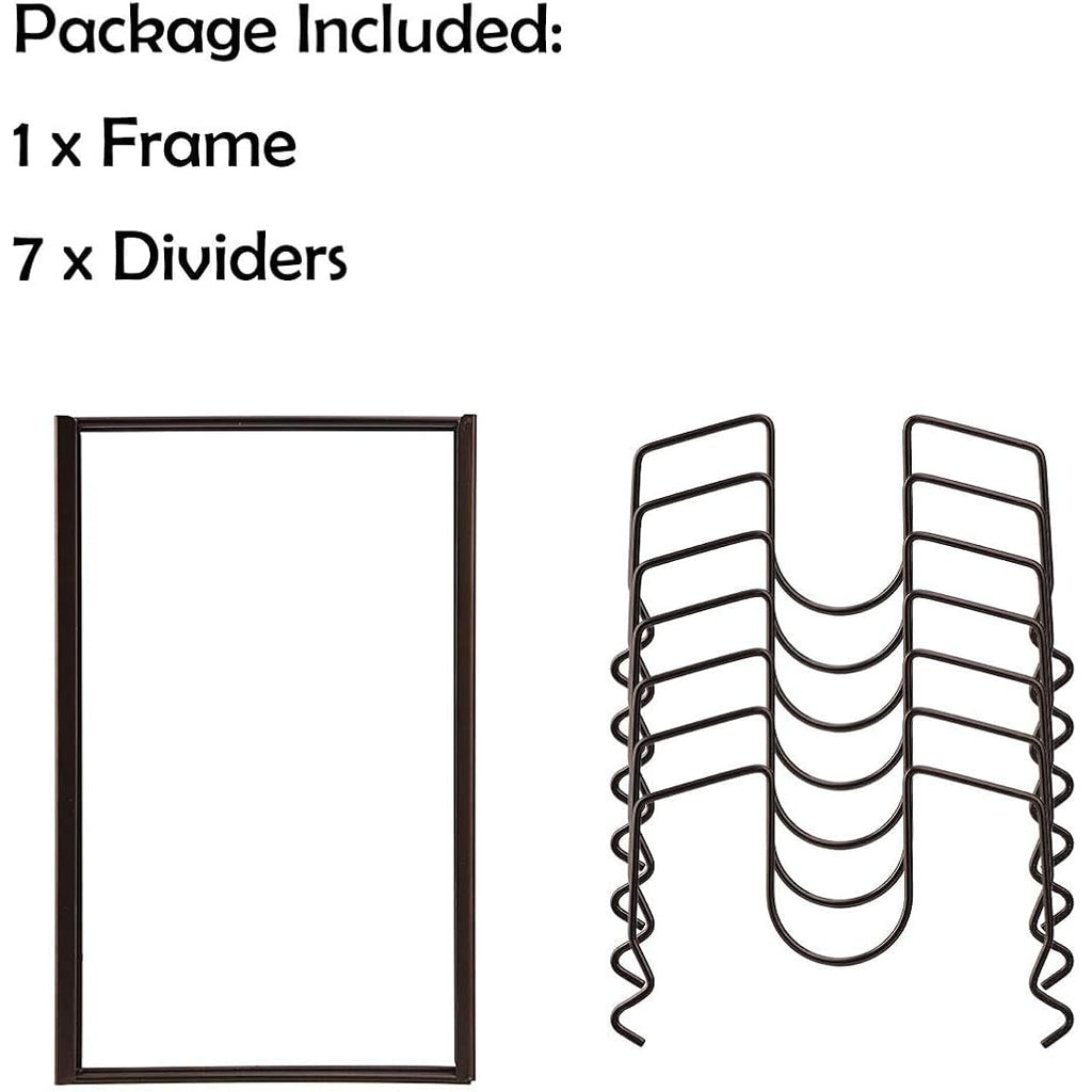 Toplife Pot Lids Organizer Rack For Cabinet And Countertop, 7+ Pan Lids And Bakeware Organizer Rack Holder With 7 Adjustable Compartments - Brown