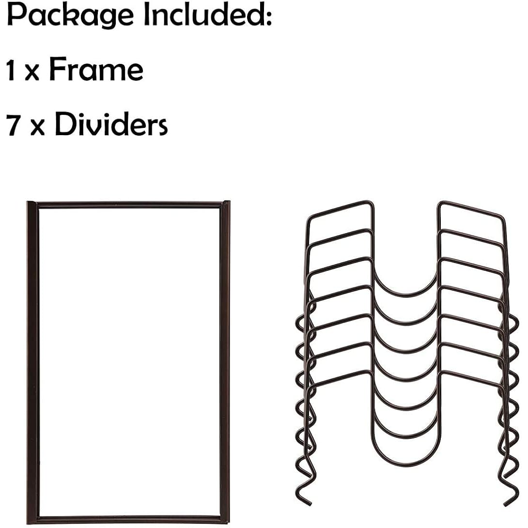 Toplife Pot Lids Organizer Rack For Cabinet And Countertop, 7+ Pan Lids And Bakeware Organizer Rack Holder With 7 Adjustable Compartments - Brown