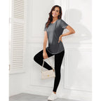 Smile Fish Women Crewneck Loose Fit Tunic Tops Short Sleeve Dressy Casual Summer Long Tee Shirts