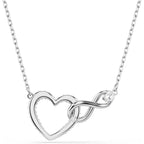 Swarovski Hyperbola Pendant, Heart And Infinity, Clear, Rhodium Finished
