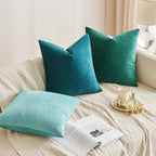 Miulee Velvet Throw Pillow Covers 18X18 Inch, Pack Of 2 - Teal, Super Soft Decorative Square Cushion Cases Modern Luxury Home Decor For Sofa, Couch, Bed, Chair