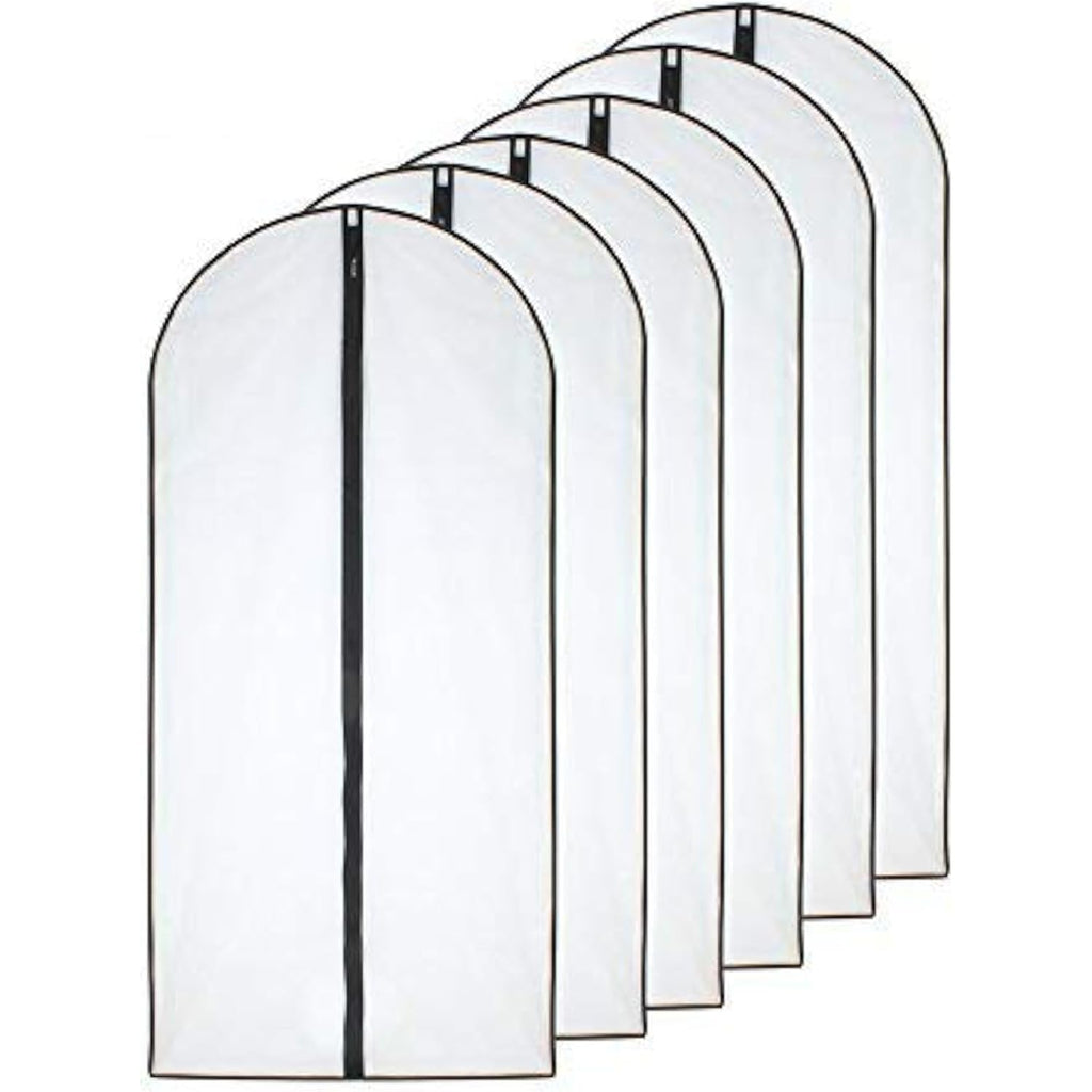 Homeclean Garment Bag (Set Of 6) Plastic Garment Bags With Zipper Hanging Clothes Cover Dress Bag For Suits, Coats Closet (24'' X 40'', Black)