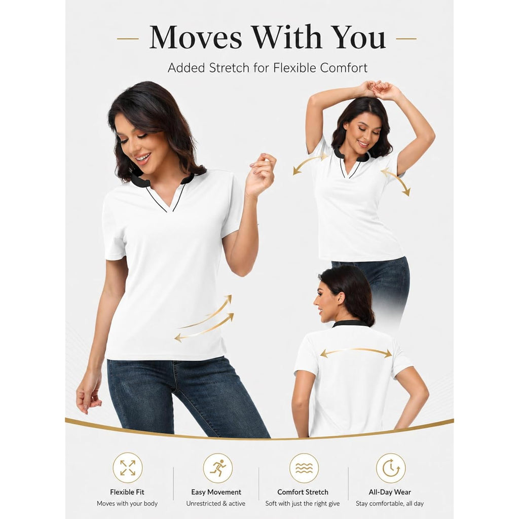 Womens Polo Shirts For Women Short Sleeve Upf 50+ Fast Dry Stretch Moisture Wicking Golf Work Shirt Collared Top