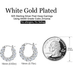 Sterling Silver Cubic Zirconia Hoop Earrings and 14k Gold Earrings, Hypoallergenic Diamond Huggies Earrings for Women