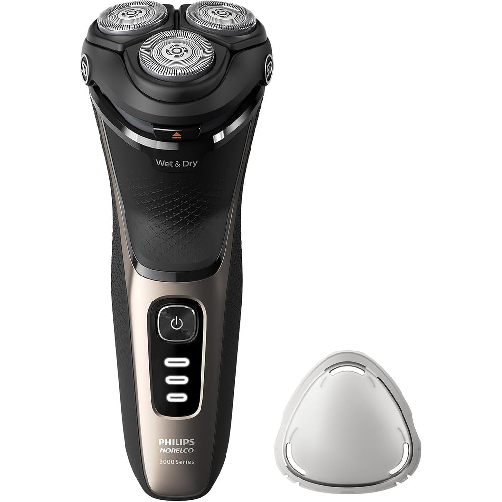 Philips Norelco Shaver 3000 Series, Wet and Dry Electric Shaver, P-Cap, Travel Pouch, Ash Gold, Model S3242/90