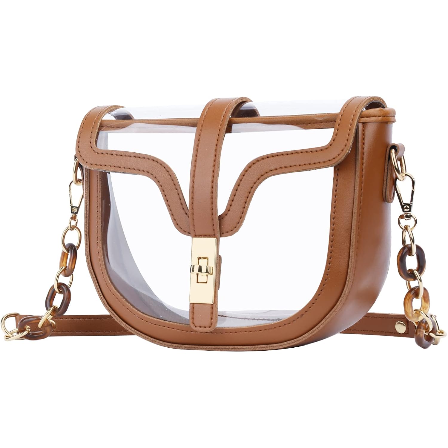 KKXIU Clear Crossbody Bag for Women Stadium Approved Vegan Leather Concert Shoulder Sports See-Through Purse | Stadium Approved, Concert, Sports, See-Through
