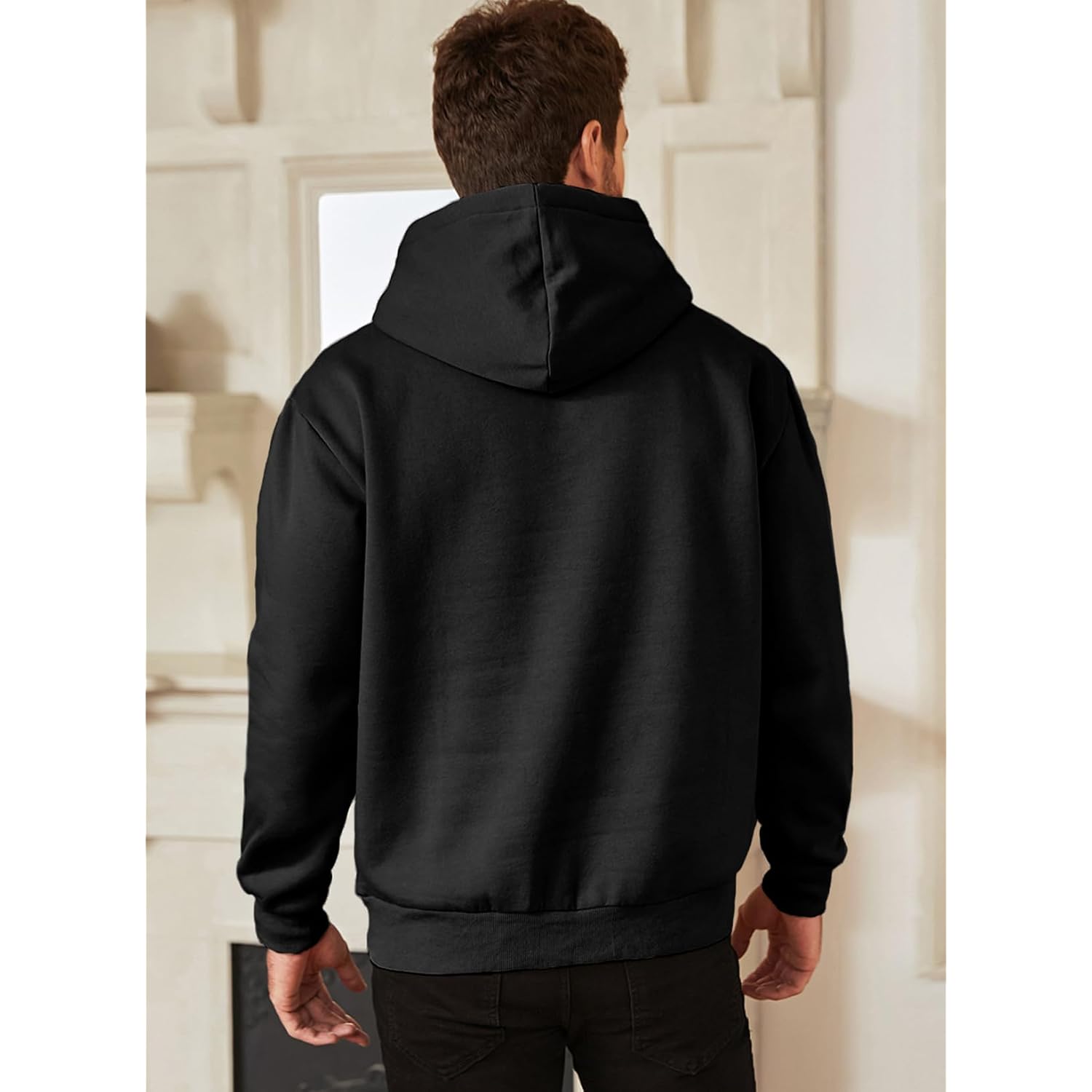Jmierr Mens Fleece Lined Hoodie Pullover Drawstring Pocket Winter Warm | Cozy Fleece-Lined Pullover, Adjustable Drawstring Hood, Kangaroo Pocket, Regular Fit, 65/35 Poly-Cotton, Easy Wash