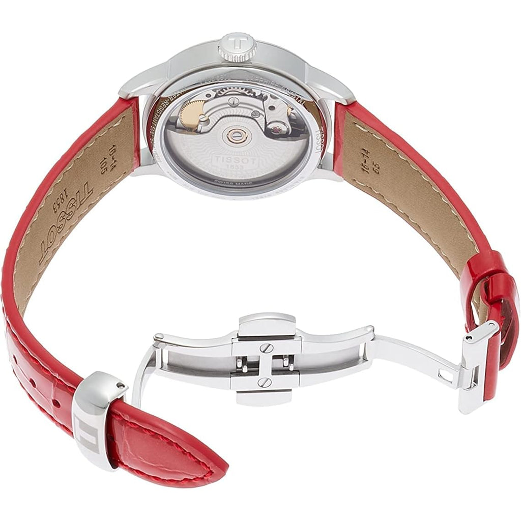 Tissot Womens Tissot Chemin Des Tourelles Powermatic 80 Lady 316L Stainless Steel Case Automatic Watch, Red, Leather, 16 (T0992071611800)