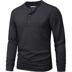 Magnivit Men'S Long Sleeve Henley Shirts Cotton 3-Button Spring Casual T-Shirts Solid Color Soft Basic Tops 2026