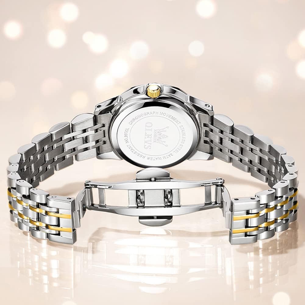 Olevs Women'S Watch Gold/Silver Analog Quartz Small Stainless Steel Business Formal Waterproof Luminous Date Ladies Watch