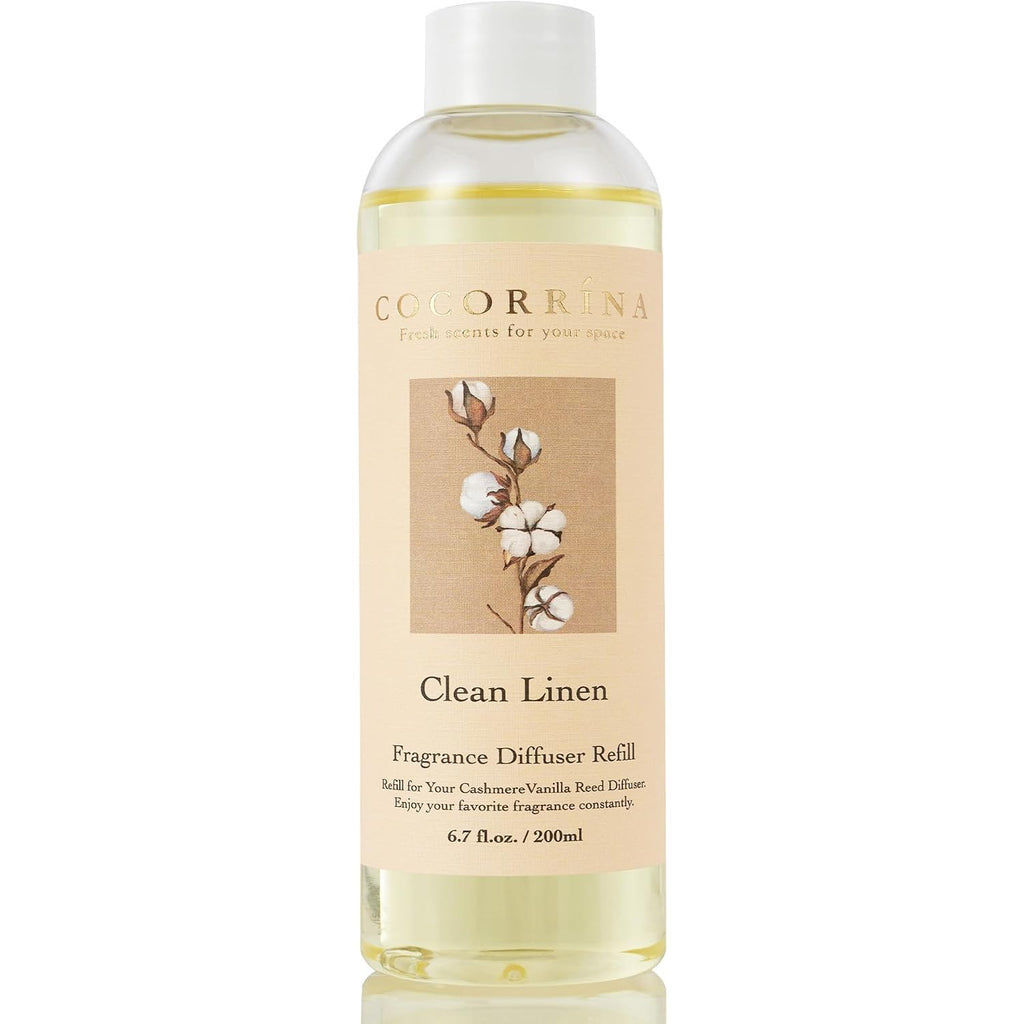 Reed Diffuser Refill - Clean Linen 6.7 Oz. Scented Oil For Reed Diffuser Home Fragrance For Bedroom, Bathroom Home Decor