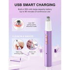 Ginity Ear and Nose Hair Trimmer for Women & Men, 2-in-1 Rechargeable Painless Facial & Eyebrow Hair Remover Tool, Electric Clipper with Dual-Edge Blades, Easy to Clean