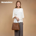 Montana West Medium Hobo Purse For Women 3 Compartment Bucket Shoulder Bag With Crossbody Strap