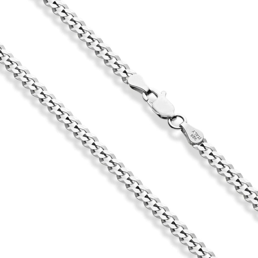 Miabella Solid 925 Sterling Silver Italian 3.5mm Diamond Cut Cuban Link Curb Chain Anklet for Women, Made in Italy