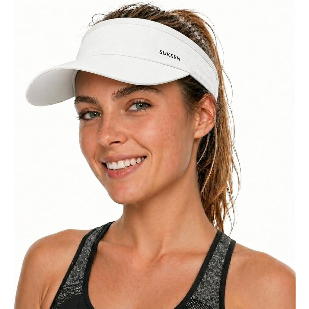 Sukeen Sun Visor for Women Men Lightweight Running Hat with Shock Absorbing Quick Dry Sweatband Stretchy Visor Hat for Sports