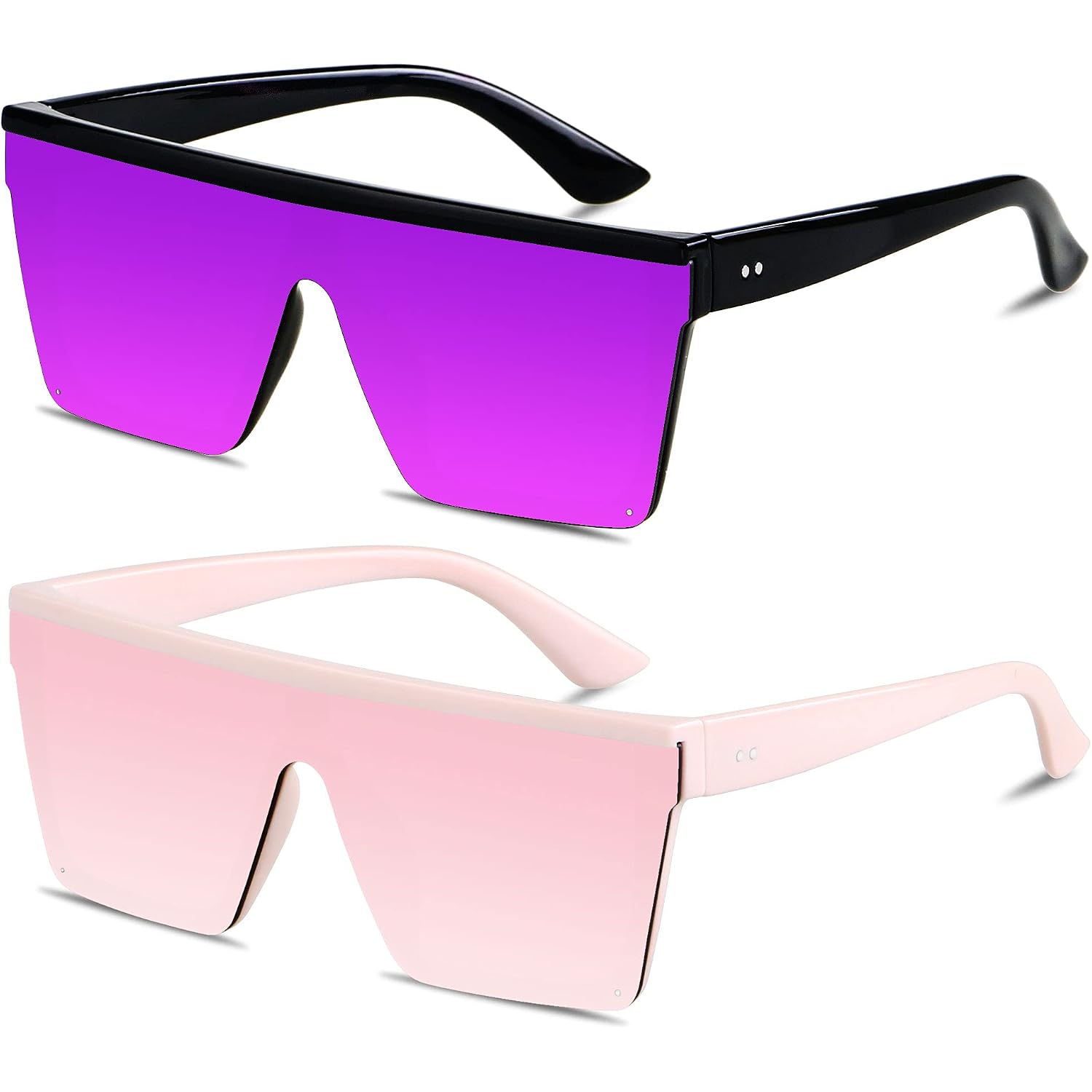 Square Oversized Sunglasses For Women Men Big Flat Top Fashion Shield Large Uv Protection Rimless Shades