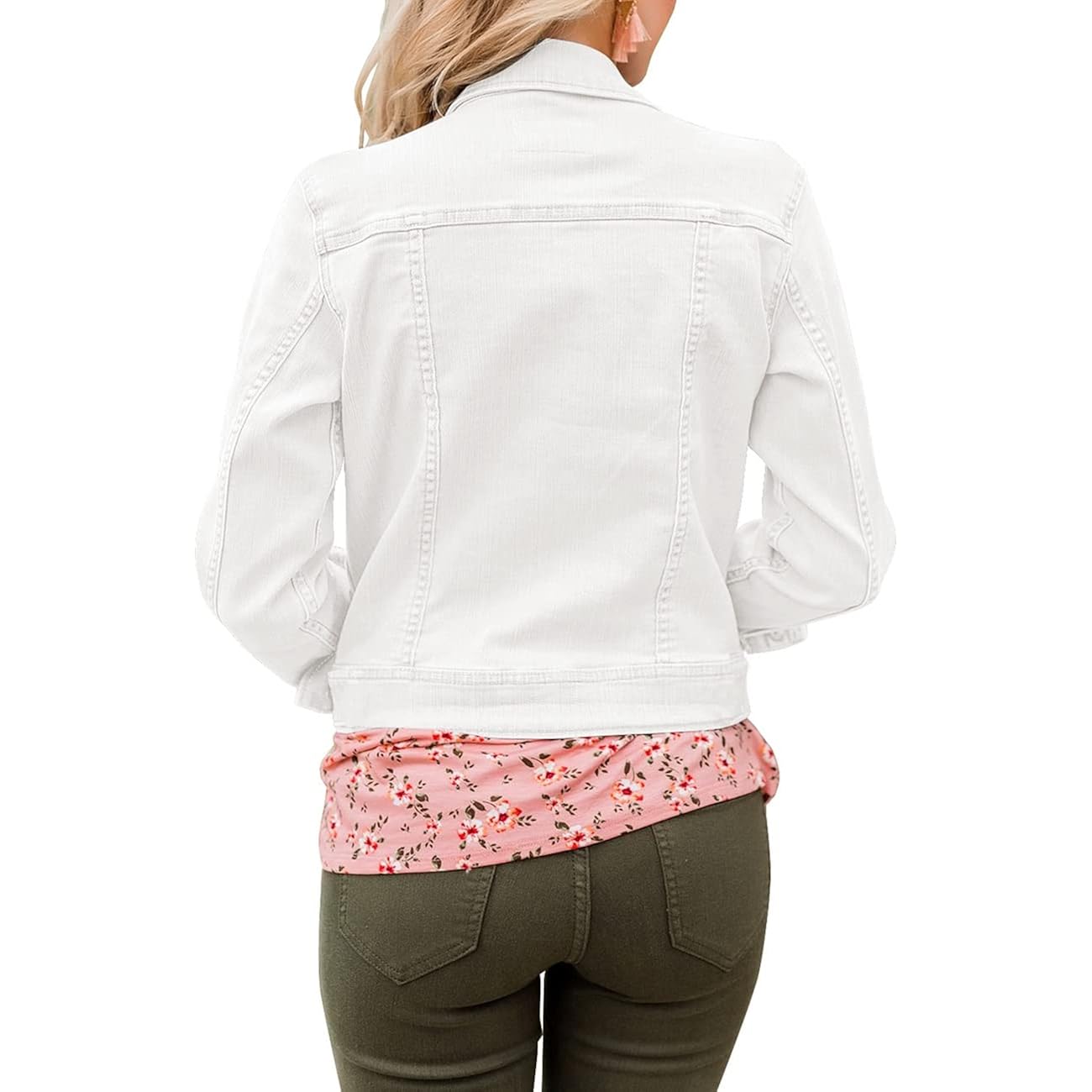 Vetinee Womens Stretch Button Down Long Sleeve Pockets Denim Jean Trucker Jacket