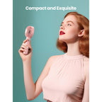 Warmco Mini Portable Fan 2-Pack - 3 Speed Rechargeable Handheld & Desk Fan With Base, Compact Cooling For Travel, Makeup, Summer Gift (Blue & Pink)