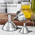 Metal Stainless Steel Funnel, Large Medium Small Funnel Set Of 3, Food Grade Mini Kitchen Funnels For Transferring Essential Oils, Liquid, Fluid, Small Funnels For Filling Bottles Flask Cooking