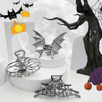 Halloween 3PCS Spider Net Bat Hair Claw Clips Hair Styling Accessories for Women Girls, Gothic Black Metal with Pearl Spooky Large Medium Size Catch Clips for thick Hair Holiday Gifts(Black Gun)